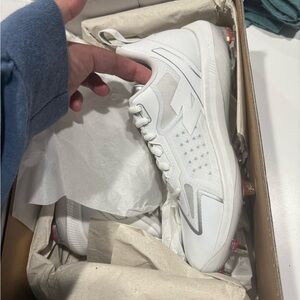 New Balance White and Gray FuelCell cleats